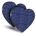 2x Heart MDF Coasters - Blue Alphabet Print Kids School Nursery  #44350