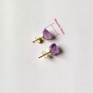 Natural Raw Stone Crystal Stud Earrings Gemstone Quartz Earrings Handmade - Bild 1 von 15