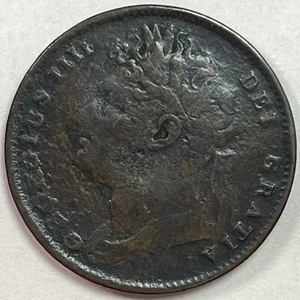 1822 Farthing 1/4 Penny Great Britain UK King George IV Very Fine VF Coin #16453 - Picture 1 of 3