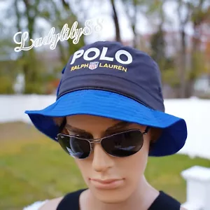 NWT Polo Ralph Lauren Bucket Hat Cap Beach Multi Pony /Polo Logo 58CM S/M - Picture 1 of 11