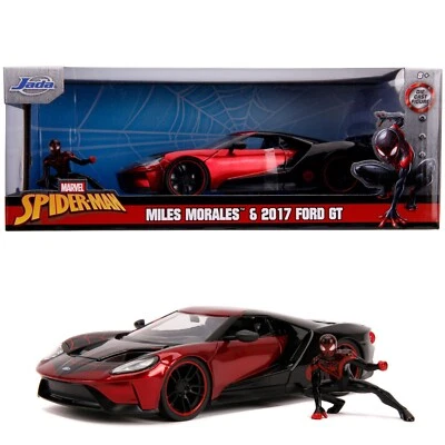31190: 2017 FORD GT & MILES MORALES SPIDERMAN FIGURE.  1/24 SCALE. DIECAST JADA  - Image 1 of 4
