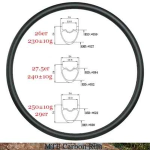 26er/27.5er/29er MTB Carbon Rim 24mm Wide 24mm Deep Tubeless 24 28 32 Holes  - Picture 1 of 6