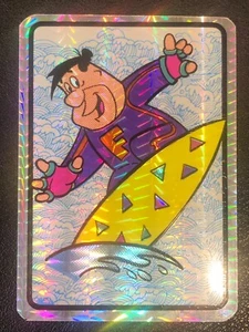 Fred Flintstone Surfing Cartoon Collector Hologram Sticker Card - Picture 1 of 2