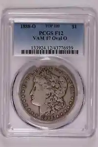 1888-O VAM 17 "OVAL O" TOP 100 MORGAN DOLLAR PCGS F12 - Picture 1 of 2
