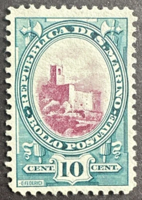 San Marino 1929  Sc# 116 Mint Stamp 10c The Rocca (State Prison) - Image 1 of 2
