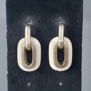 Pendientes Aldaba Puerta Colgante Tono Dorado Cepillado Retro Mediados de Siglo Modernista 1.25" - Imagen 1 de 9