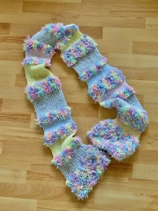 Hand Knitted Pastel Unicorn Patchwork Scarf - Long - Picture 1 of 4