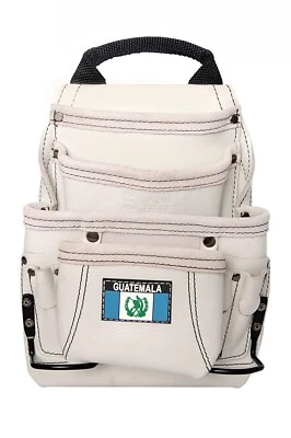 SUPREME LEATHER GUATEMALA Flag Grain Leather Carpenter Tool Pouch 10 PKT 2 Hammer Holders