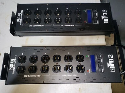 Pair of (2) Chauvet Pro-D6 6 channel 20 Amp DMX-512 Dimmer/Switch Packs  - Image 1 of 4