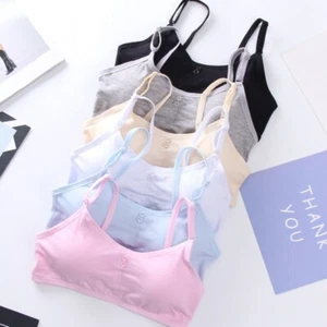 Teenage Young Girls Training Bra Adjustable Sports Bra Padded Crop Tops Cotton - Picture 1 of 18