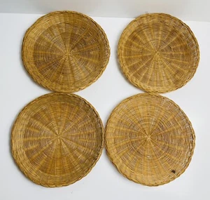 4 Straw Wicker Rattan Woven Paper Plate Holders 10” Wall Art - Picture 1 of 7