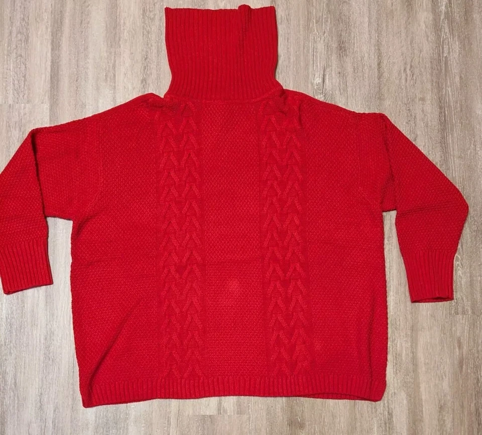 Chaps Red Turtle Neck Holiday Winter Sweater Women's 2XL With Tags