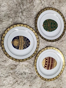 Muirfield Celebrity Ei Porzellan Salatteller Goldrand Grün Blau Rot Set (3) - Bild 1 von 19