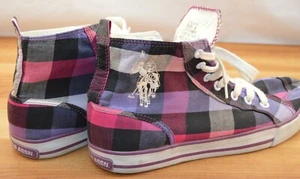 US Polo Assn Womens Size 8M Multicolor Plaid Hi Top Fabric Sneakers - Picture 1 of 7