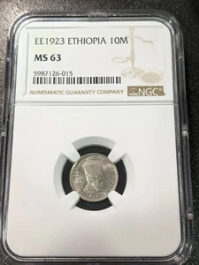 EE 1923 MS63 Ethiopia 10 Matonas NGC KM 29 Haile Selassie I 1930 - 31 - Picture 1 of 2