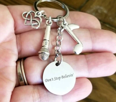 Don't Stop Believing Keychain Music Lover Key Ring  Steve Perry Journey Fan — 第 1/4 张图片