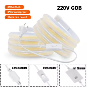 COB LED Streifen 230V 220V Stripe Leiste Band Lichterkette Lichtschlauch Dimmbar - Bild 1 von 25
