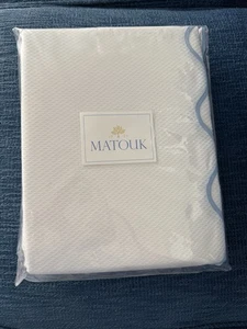 Matouk Lanai Pique Coverlet Blue/White King NEW - Picture 1 of 5