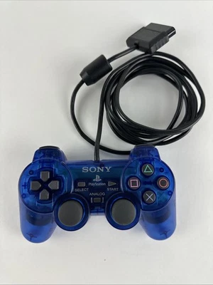 Sony PlayStation 2 PS2 Midnight Clear Blue Controller DualShock OEM SCPH-10010 - Image 1 of 4