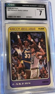 1988-89 Fleer Kareem Abdul-Jabbar HOF Los Angeles Lakers #64. CGC 7 Near Mint. Q - Picture 1 of 3