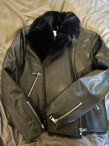 Whistles Leather Biker Jacket Size 14 - Picture 1 of 7