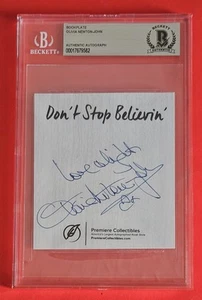 OLIVIA NEWTON-JOHN SIGNED BOOKPLATE BECKETT AUTHENTIC ENCAPSULATED AUTO psa jsa - Picture 1 of 1