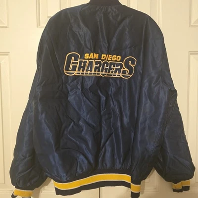 Vintage Delong San Diego Chargers NFL 80s Satin Bomber Jacket Men’s XL - Image 1 of 4