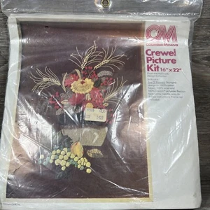 COLUMBIA-MINERVA VINTAGE CREWEL PICTURE KIT "Jug O' Flowers" 16"x22" NEW 7833 - Picture 1 of 5