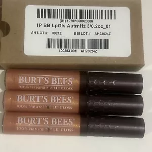 3 PAC Burt's Bees 100% Natural Lip Gloss #203 Autumn Haze 0.2 fl oz NIP Shimmer - Picture 1 of 4