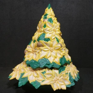 Árbol de Navidad Vintage Raro Atlántico Molde Cerámica Amarillo Flor de Pascua - Imagen 1 de 23