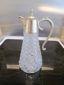 Vintage Cut Glass Silver Plated Claret Jug Decanter - Made in England -Antique - Picture 1 of 7