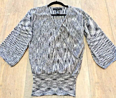 Nine West Top Womens Small Gray 3/4 Sleeve V Neck Stretch Casual Knit Classic - Image 1 of 4