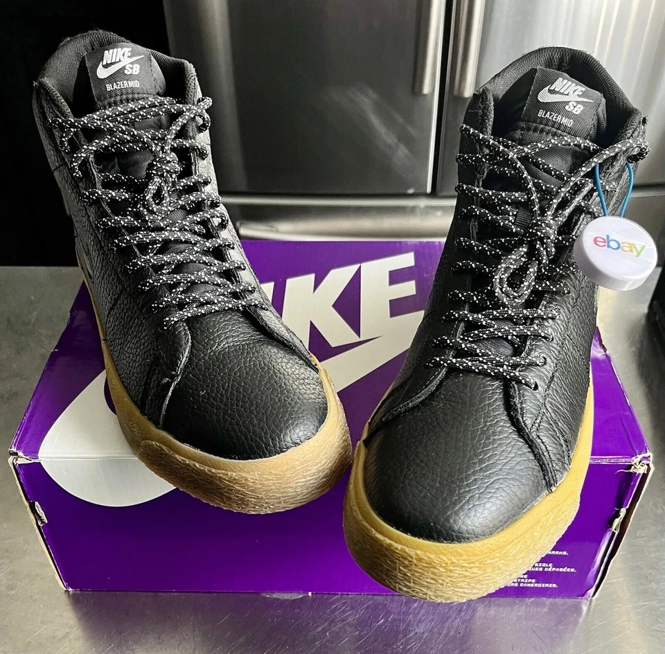 NIKE SB ZOOM BLAZER MID PREMIUM CUERO NEGRO/GOMA JOYA SWOOSH PARA HOMBRE TALLA 11.5 Foto 1 de 4