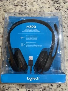 NIB OEM Genuine Logitech H390 Black Over the Ear USB Computer Headset - Picture 1 of 4
