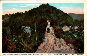 Train on Tracks Pan Bowl near Jackson Kentucky Postcard - Picture 1 of 2