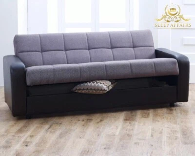 3 Seater Sofa Bed Recliner Sleeper Couch Settee Hidden Storage Ottoman Sofabed