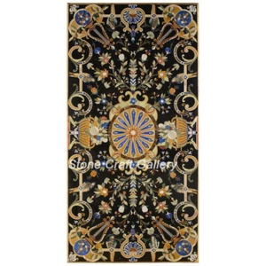 60" x 32" Marble Center Table Top Semi precious stones Inlay Handmade Decor - Picture 1 of 3