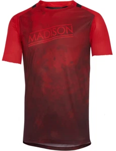 Madison Flux Enduro Short Sleeve Cycling Jersey - Medium - Marble Red / Burgundy - Picture 1 of 3