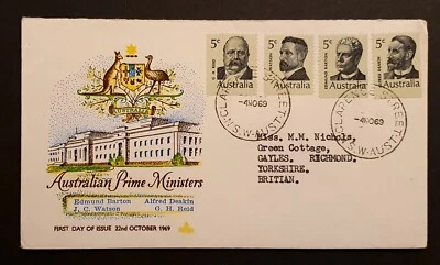 Australia Stamps 1969 Prime Ministers First Day Cover rare Clarence St cancel (w - Image 1 of 2