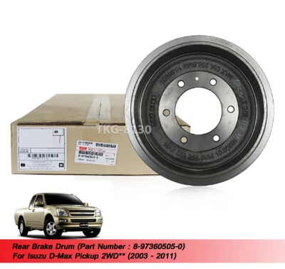 Rear Brake Drum 8973605050 For Isuzu Dmax 2WD 2003 - 2008 2009 2010 2011 - Image 1 of 4
