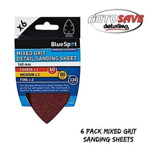 BlueSpot - 6 Pack 140mm Mixed Grit Detail Sanding Sheets - Picture 1 of 1