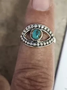Sterling Silver Spiny Turquoise Ring Size 6 Hada Collection Evil Eye NWT - Picture 1 of 6