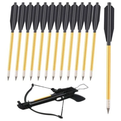 12Pcs 6.3" Crossbow Bolts Aluminum Arrow For 50 &80 lb Pistol Crossbow Archery - Image 1 of 4