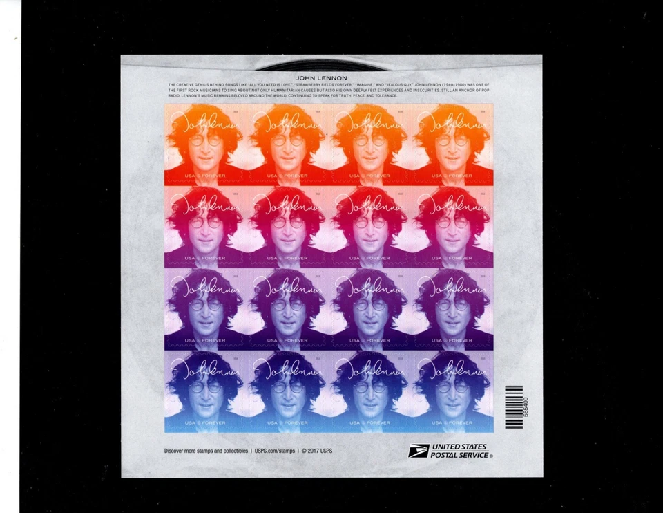 JOHN LENNON SCOTT#5313, 73C FOREVER STAMP LEGENDARY MUSIC ICON SHEET  OF 16 MNH - Image 1 of 1