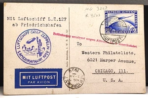 1929 Germany Graf Zeppelin LZ 127 Flight Postcard Cover to New York - Picture 1 of 2