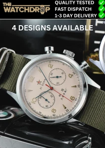 Classics Nostalgic 1963 Pilot Watch Quartz Chronograph Army Red Star Aviation UK