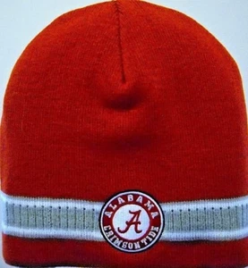 ALABAMA CRIMSON TIDE ERWACHSENE 2-LOGO BESTICKT STRICKMÜTZE MÜTZE RODEL MIT STREIFEN - Bild 1 von 4
