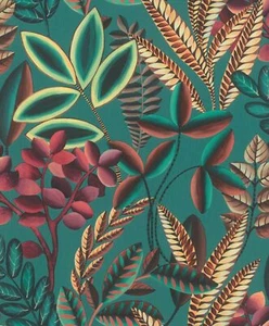 Wallpaper Non-Woven Rasch Leaves Botanic green dark grey brown 485547 (4,08£/1qm - Picture 1 of 2