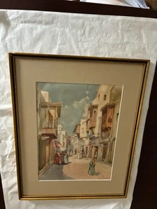 Louis Meynelle PAINTING OF STREETS OF CAIRO Painting Is Mint Needs New Backer - Picture 1 of 6