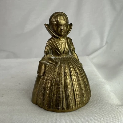 Vintage Dainty England Brass Victorian Lady Queen Dinner Bell 2.6" H - Image 1 of 4